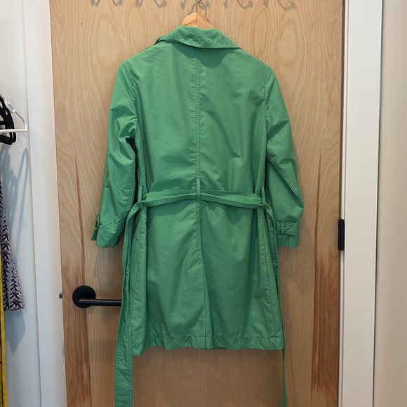 GAP Women's Trench Coat Mint Green Belted Crop Sleeve Size Small - Picture 6 of 7